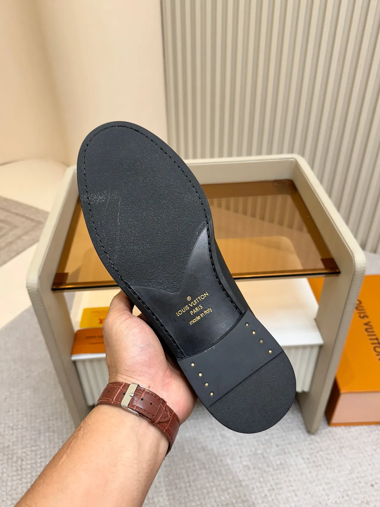 Louis Vuitton Loafer Black Pebbled Leather Braided Strap Loafer 2