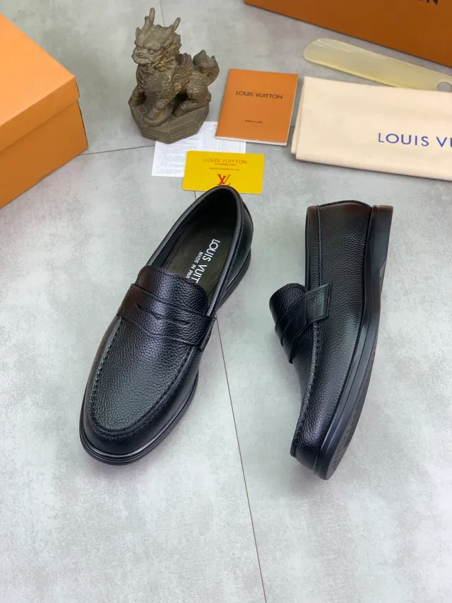Louis Vuitton Loafer Noir Cuir pebbled Bride penny Loafer 5