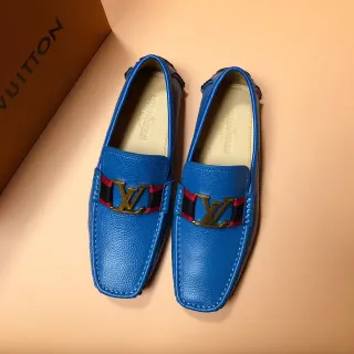 Louis Vuitton Loafer नीला लाल उभरी हुई त्वचा LV Monogram बकल Loafer