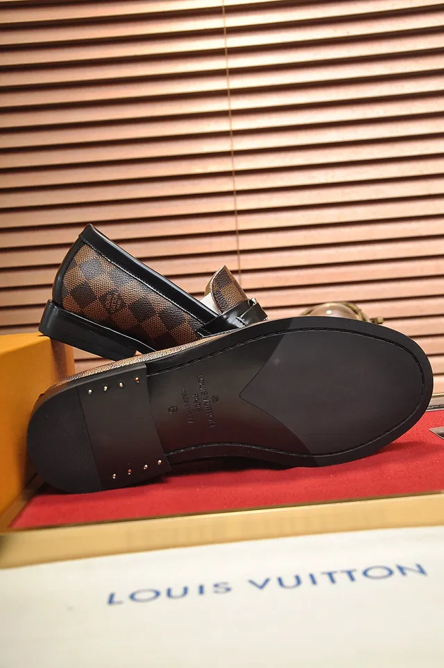 Louis Vuitton لافر بني أسود Damier Ebène مكرمج كانفاس حافة جلد لافر 4
