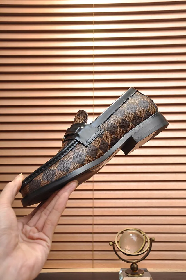 Louis Vuitton لافر بني أسود Damier Ebène مكرمج كانفاس حافة جلد لافر 6