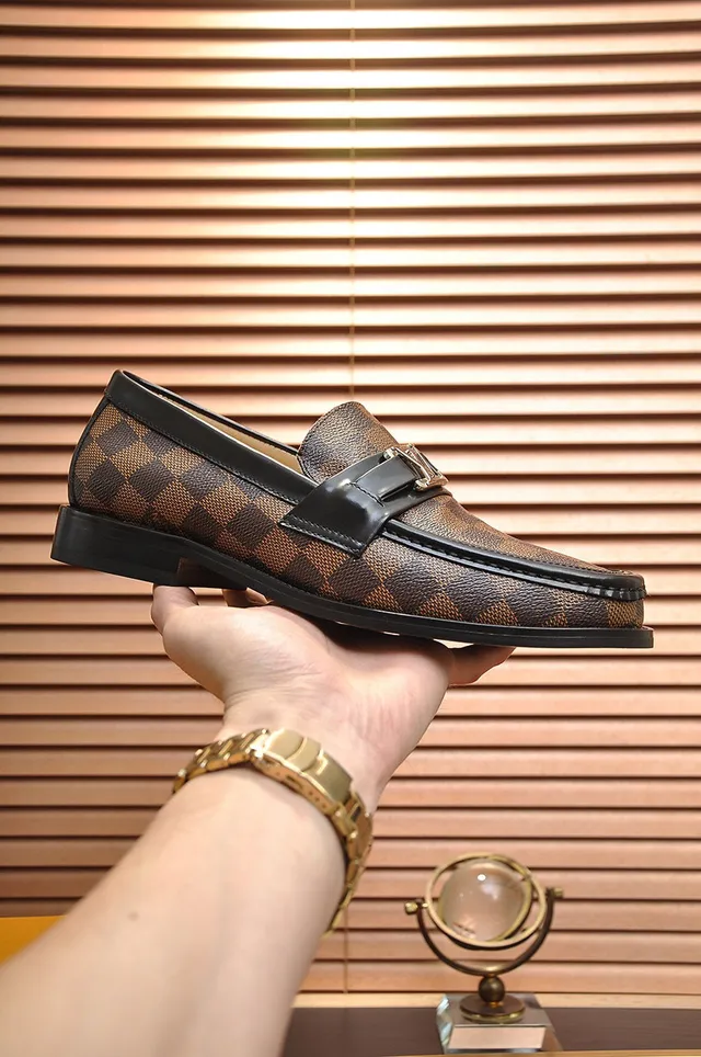 Louis Vuitton لافر بني أسود Damier Ebène مكرمج كانفاس حافة جلد لافر 7