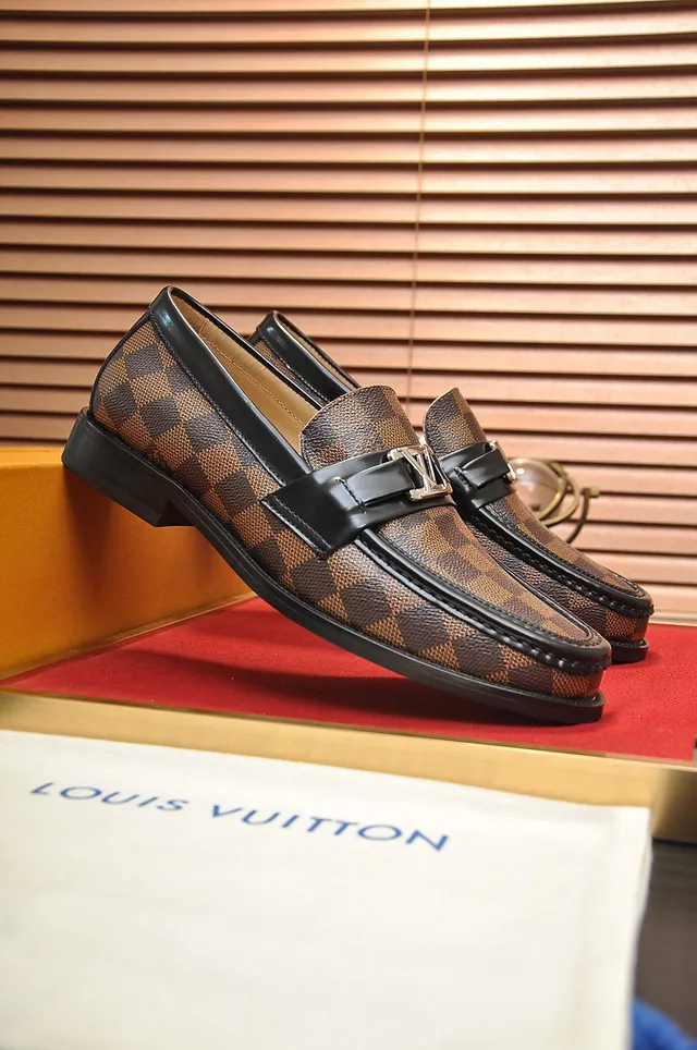 Louis Vuitton لافر بني أسود Damier Ebène مكرمج كانفاس حافة جلد لافر 9