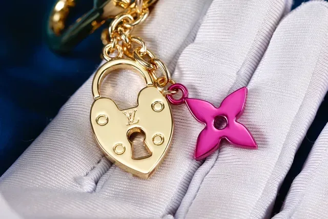 Louis Vuitton Lock Me Gold Pink Multi-Charm Enamel-Accented Bracelet 5