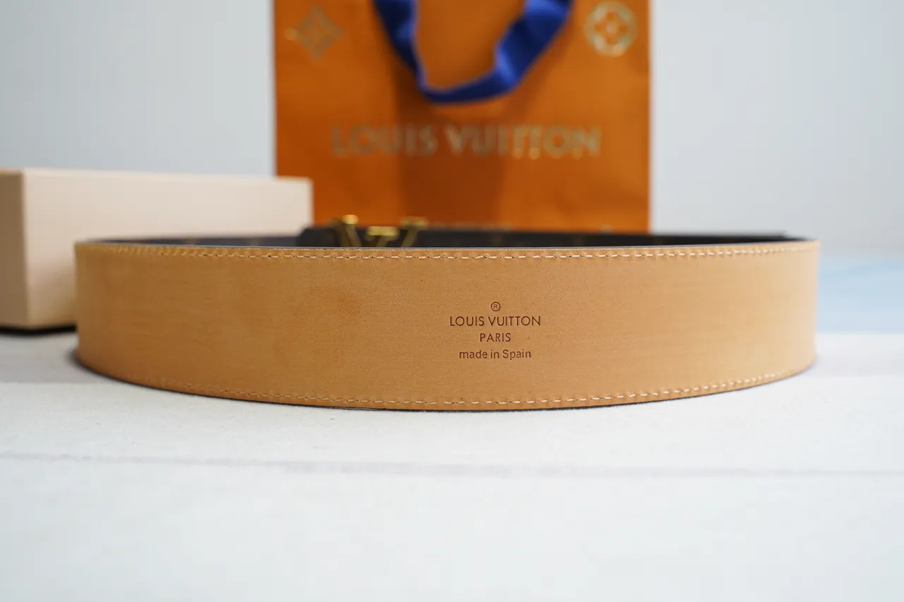 Louis Vuitton LV Ceinture Marron Monogramme Toile Dorée Boucle Cuir Ceinture 6