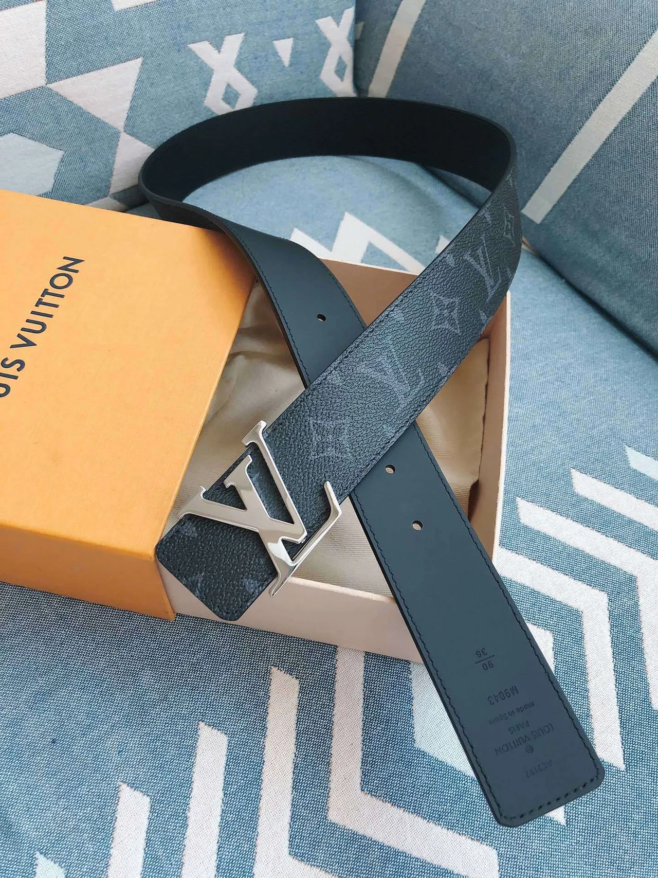 Cinto Louis Vuitton LV monograma couro teal 2