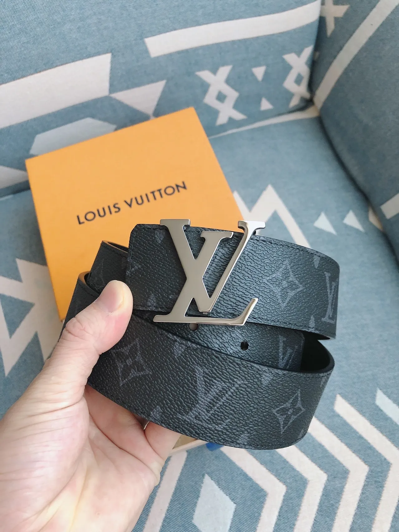 Cinto Louis Vuitton LV monograma couro teal 3