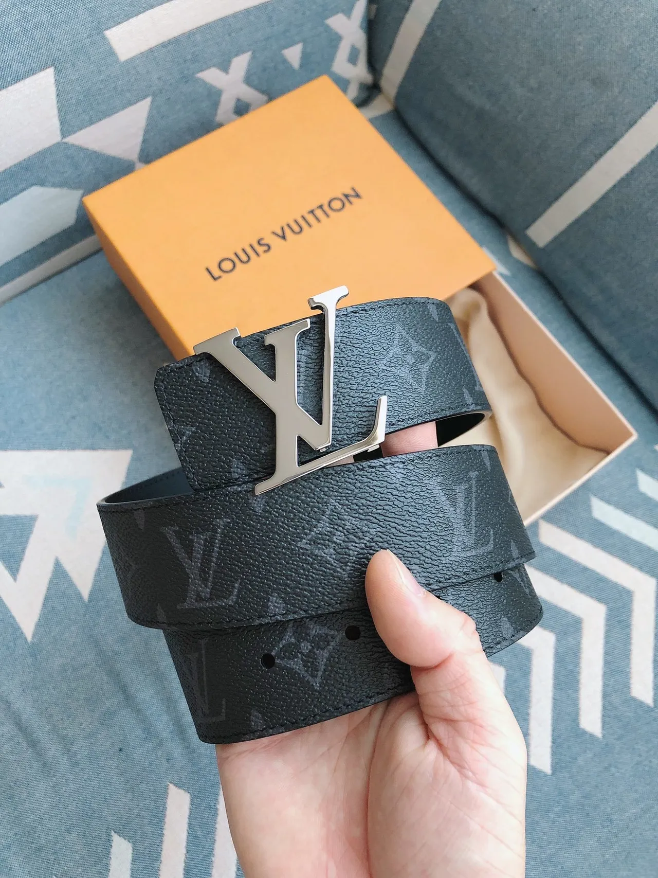 Cinto Louis Vuitton LV monograma couro teal 4