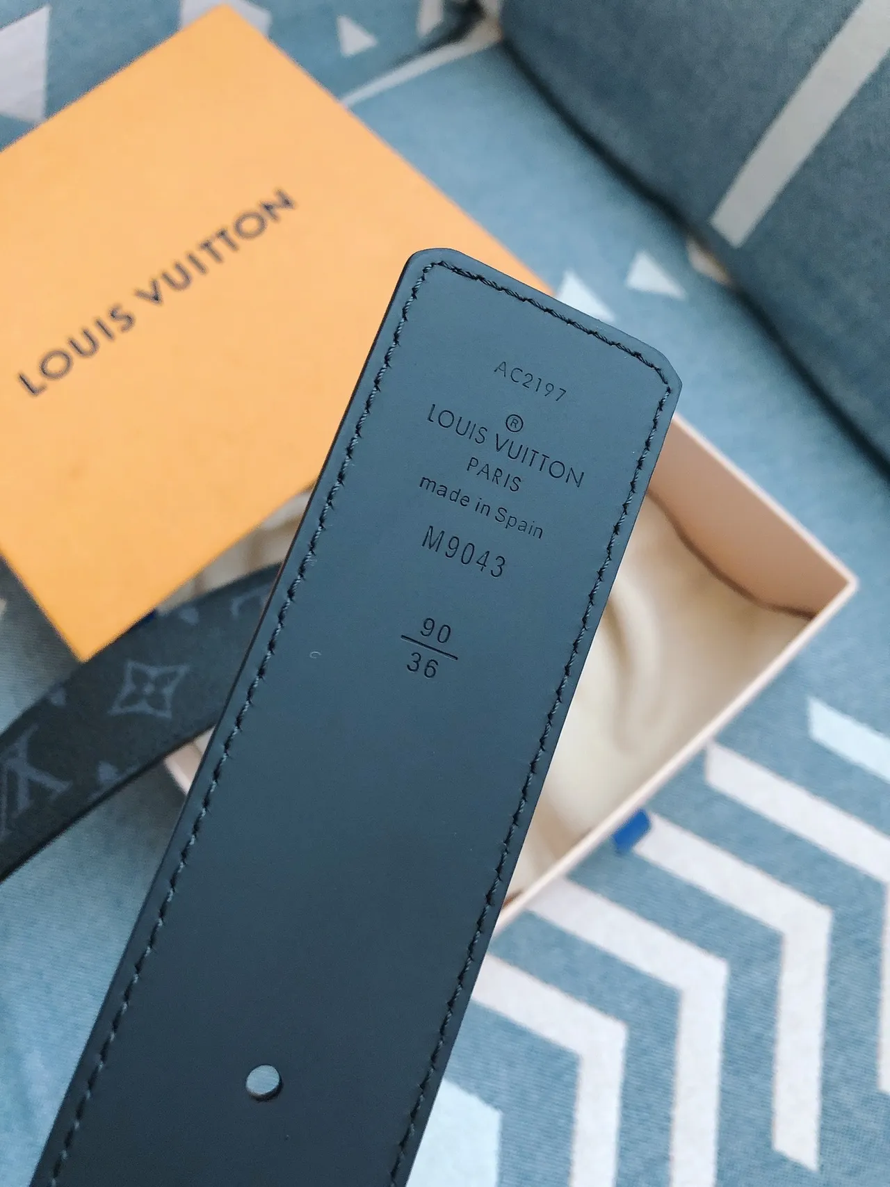 Cinto Louis Vuitton LV monograma couro teal 7