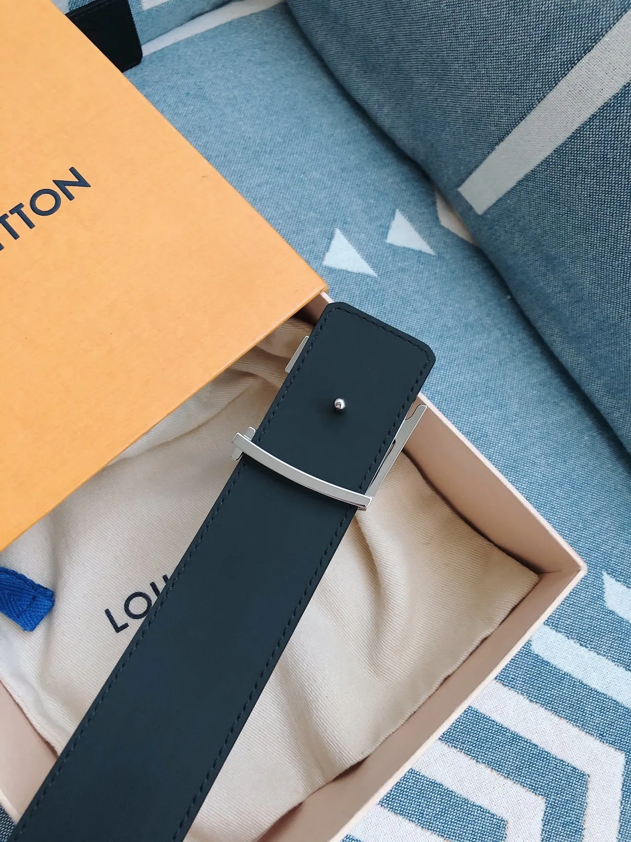 Cinto Louis Vuitton LV monograma couro teal 8