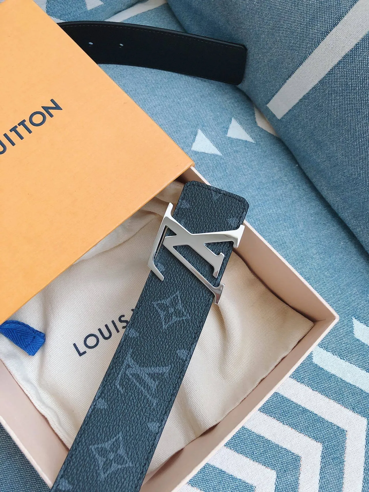 Cinto Louis Vuitton LV monograma couro teal 9
