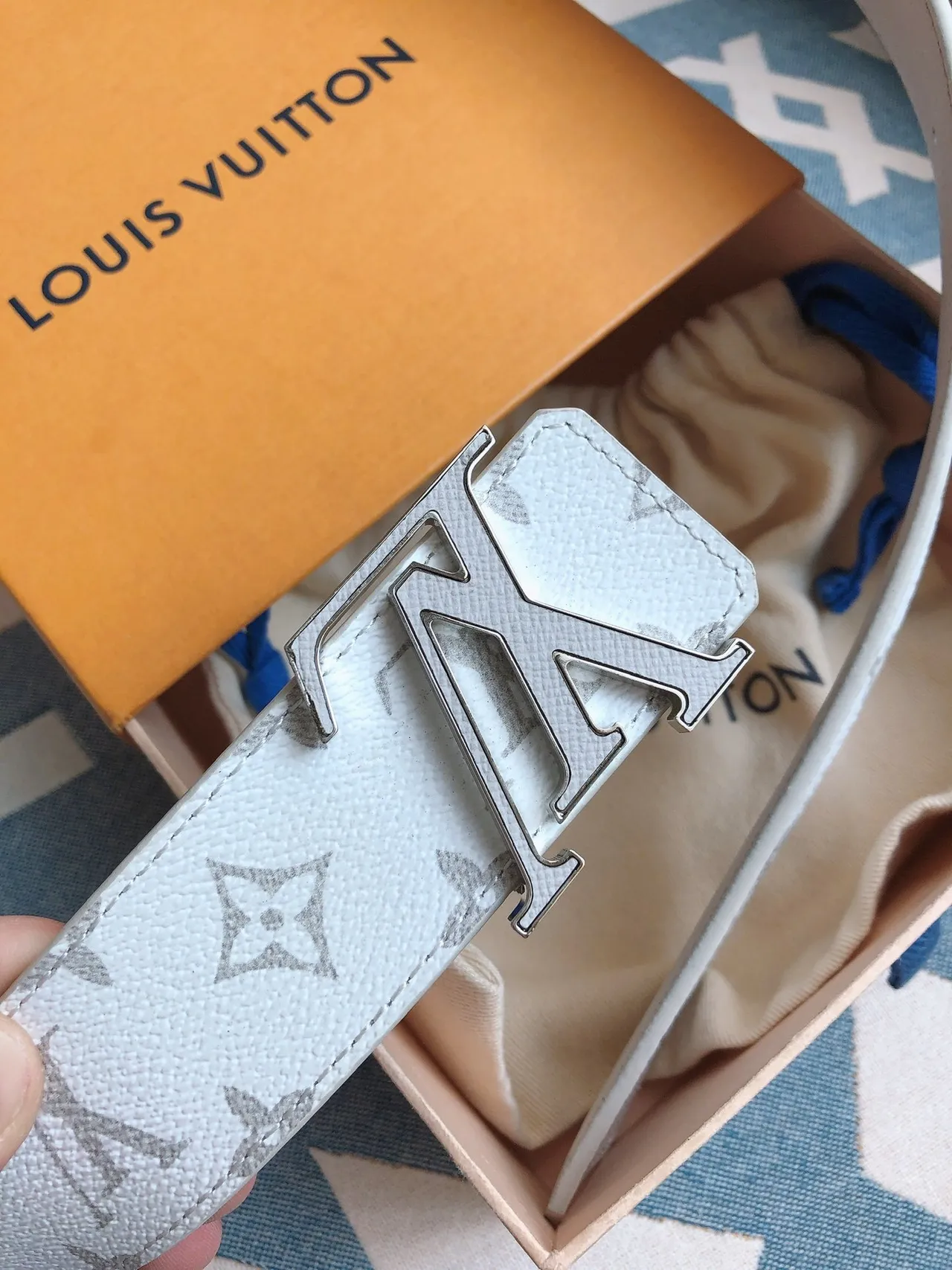Louis Vuitton LV Belt Twist White Monogram Leather Belt 7