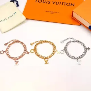 Louis Vuitton LV Cadena Oro Plata Monogram Pulsera Charm