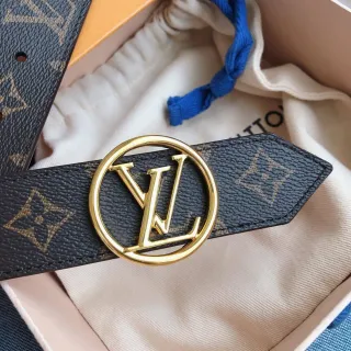 Louis Vuitton LV 圆圈腰带 印花帆布 金色皮革腰带