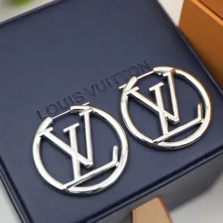 Louis Vuitton LV সার্কেল হুপ সিলভার টোন ইয়াররিংস