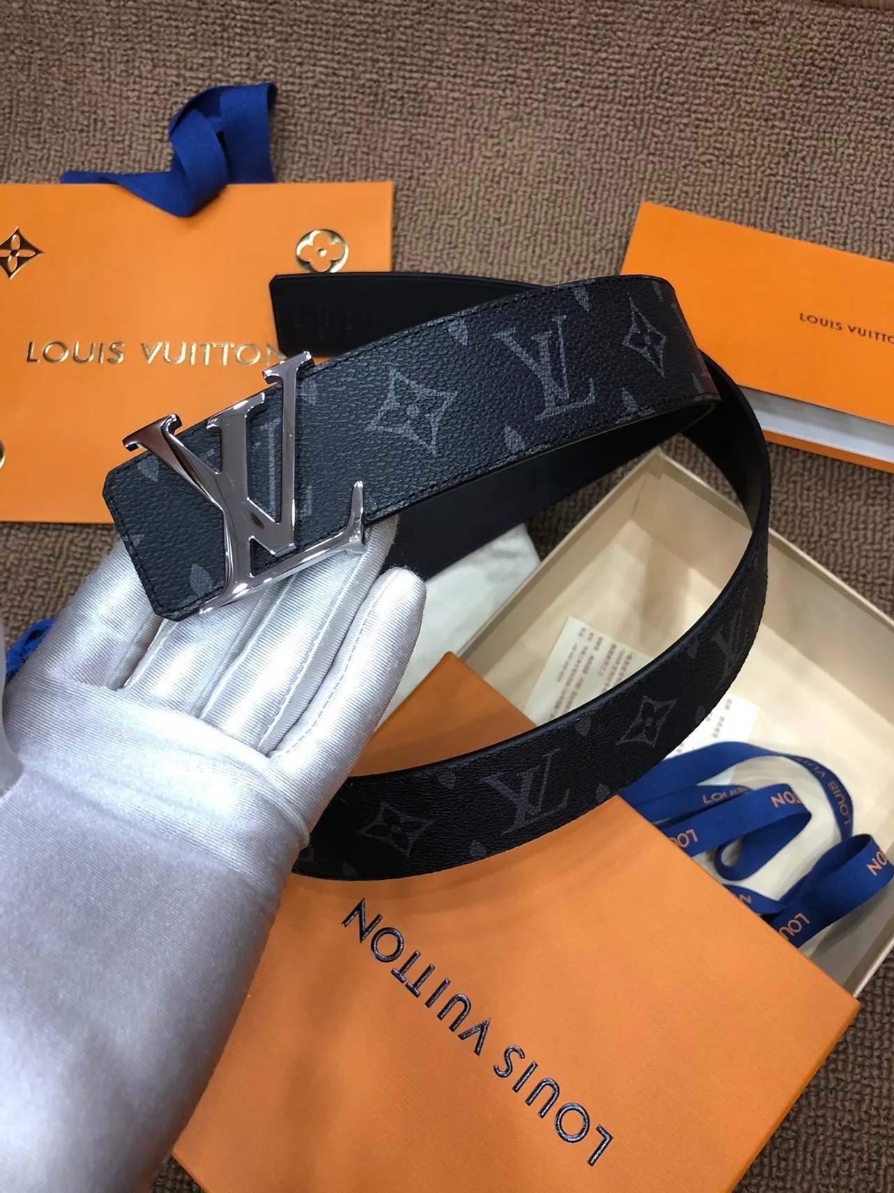 Louis Vuitton LV Initiales negro Monogram cuero cinturón 3