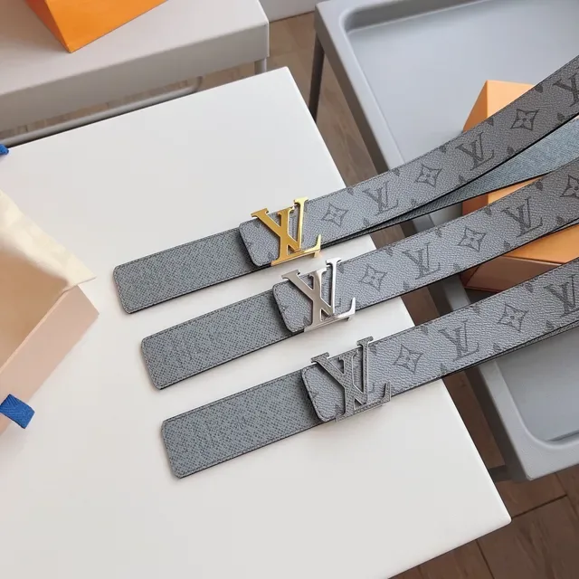 Louis Vuitton LV Initiales ग्रे मोनोग्राम लेदर बेल्ट 2