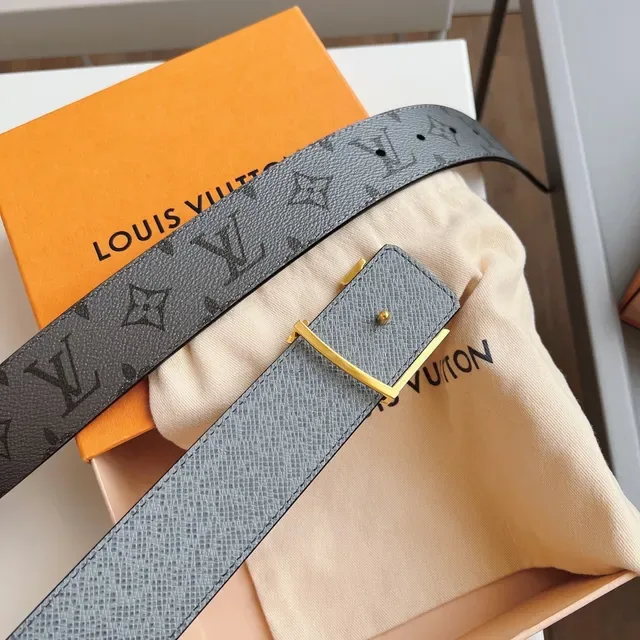 Louis Vuitton LV Initiales ग्रे मोनोग्राम लेदर बेल्ट 4