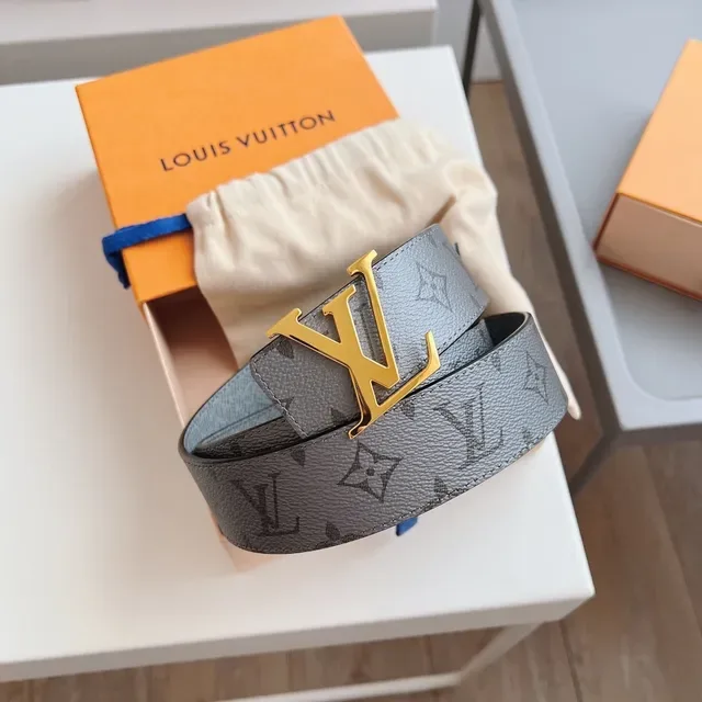 Louis Vuitton LV Initiales ग्रे मोनोग्राम लेदर बेल्ट 5