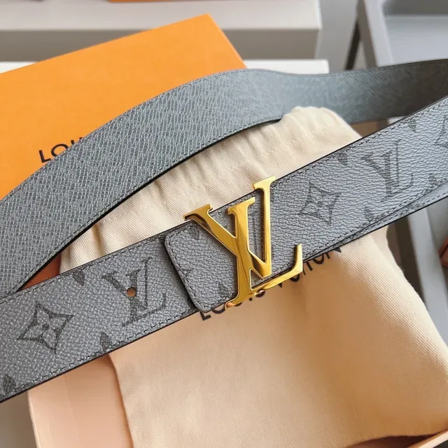 Louis Vuitton LV Initiales ग्रे मोनोग्राम लेदर बेल्ट 7