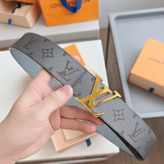 Louis Vuitton LV Initiales ग्रे मोनोग्राम लेदर बेल्ट 8