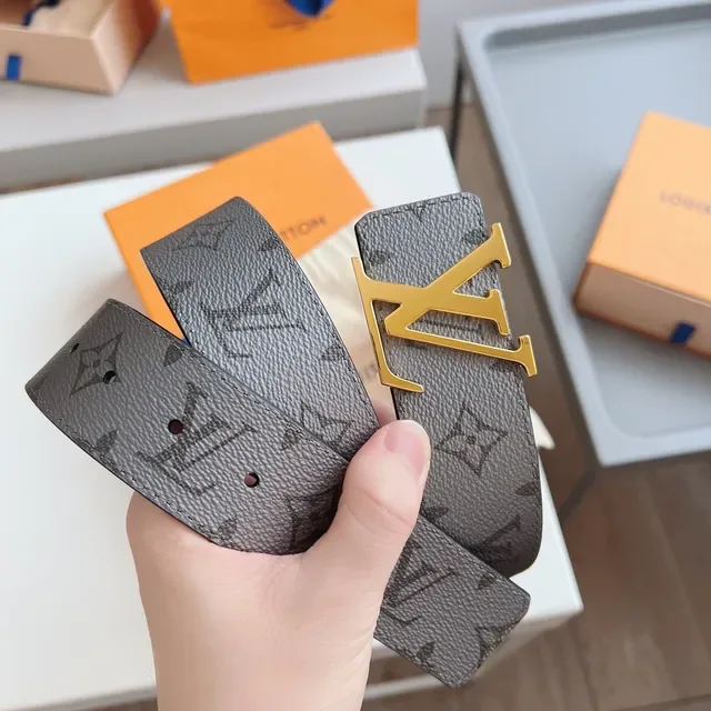 Louis Vuitton LV Initiales ग्रे मोनोग्राम लेदर बेल्ट 9