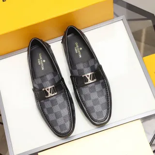Louis Vuitton LV लोफर Damier Graphite Canvas काला चमड़ा लोफर