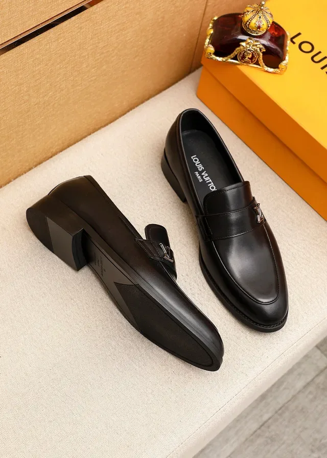 Louis Vuitton LV Logo Buckle Black Leather Loafers 2