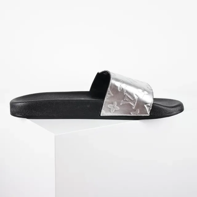 Louis Vuitton LV Slide Silver Monogram Strap Slippers 7