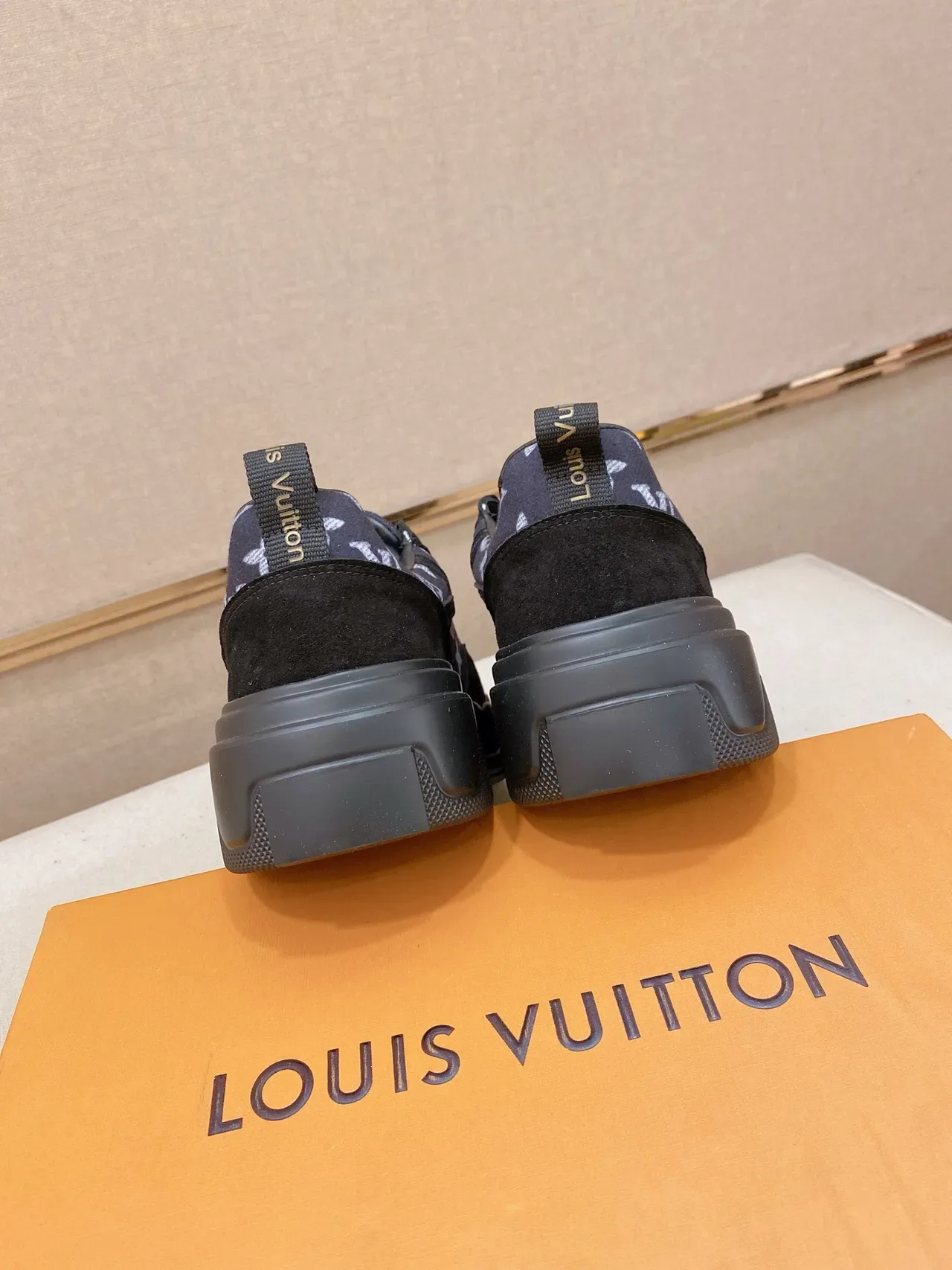 Louis Vuitton LV Trainer Black Gray Monogram-Print Upper Suede Panels Lifestyle Sneakers 3