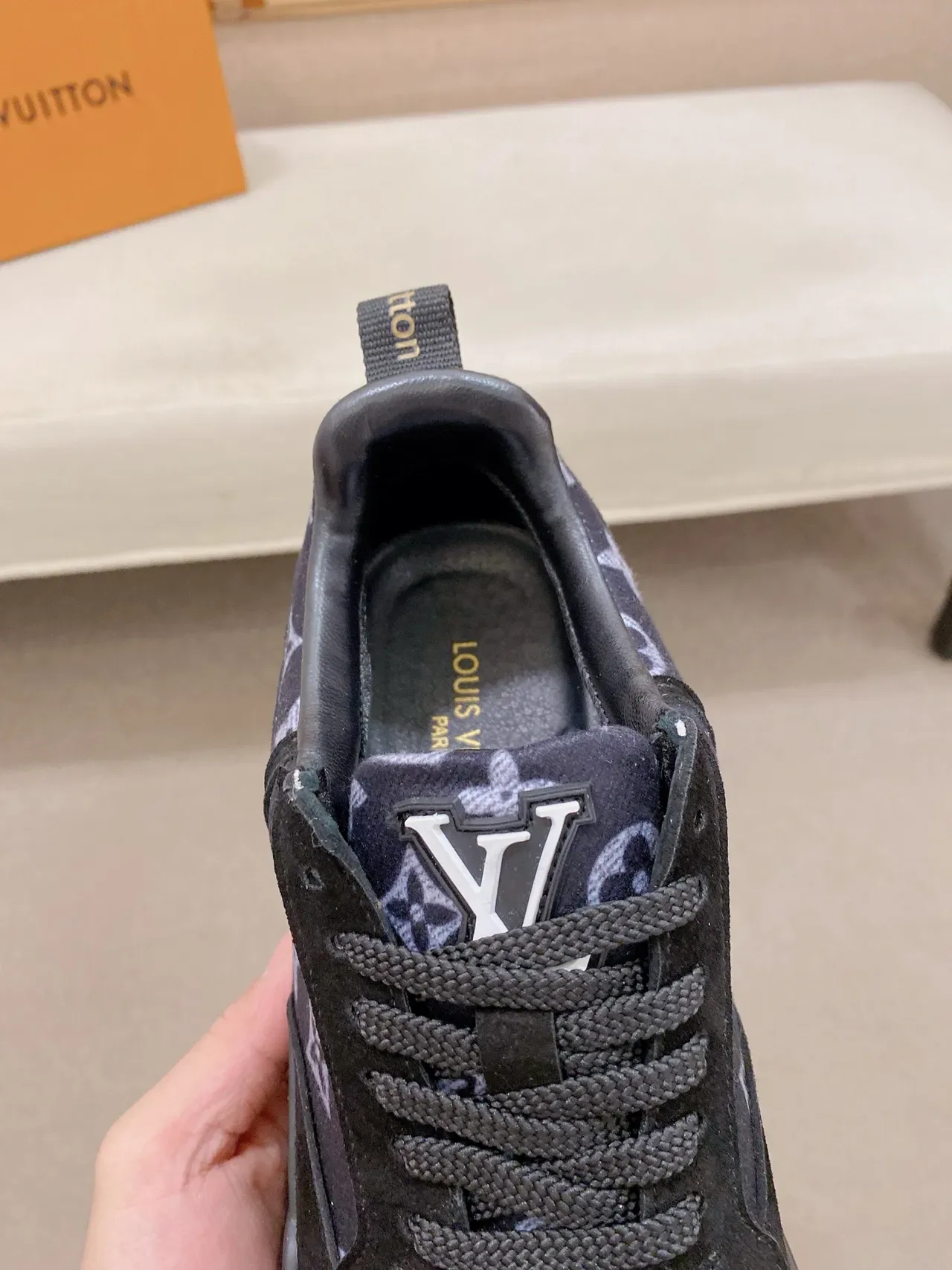 Louis Vuitton LV Trainer Black Gray Monogram-Print Upper Suede Panels Lifestyle Sneakers 4
