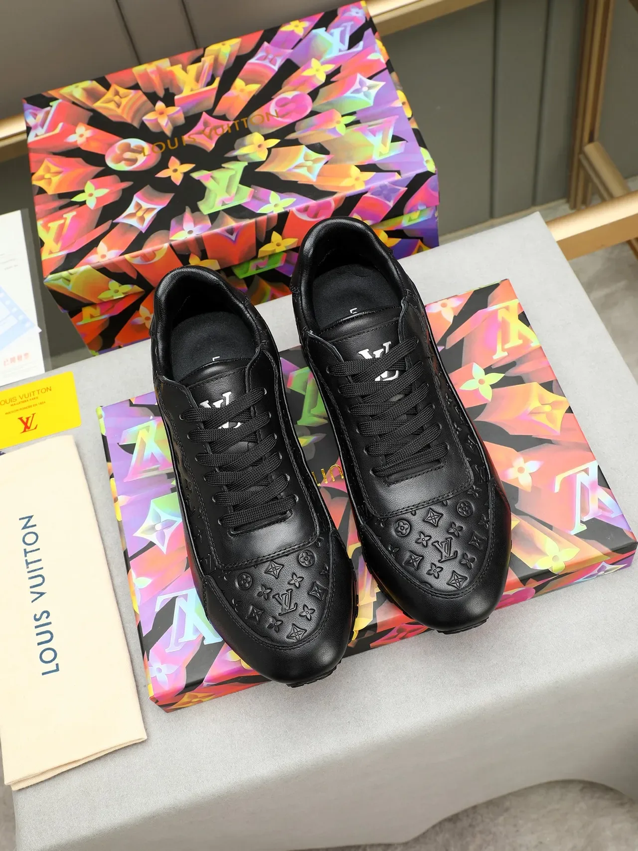 Louis Vuitton LV Trainer Black Monogram-Embossed Leather Low-Top Lifestyle Sneakers 3