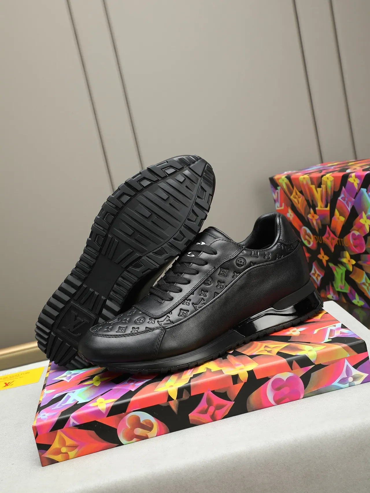 Louis Vuitton LV Trainer Black Monogram-Embossed Leather Low-Top Lifestyle Sneakers 5