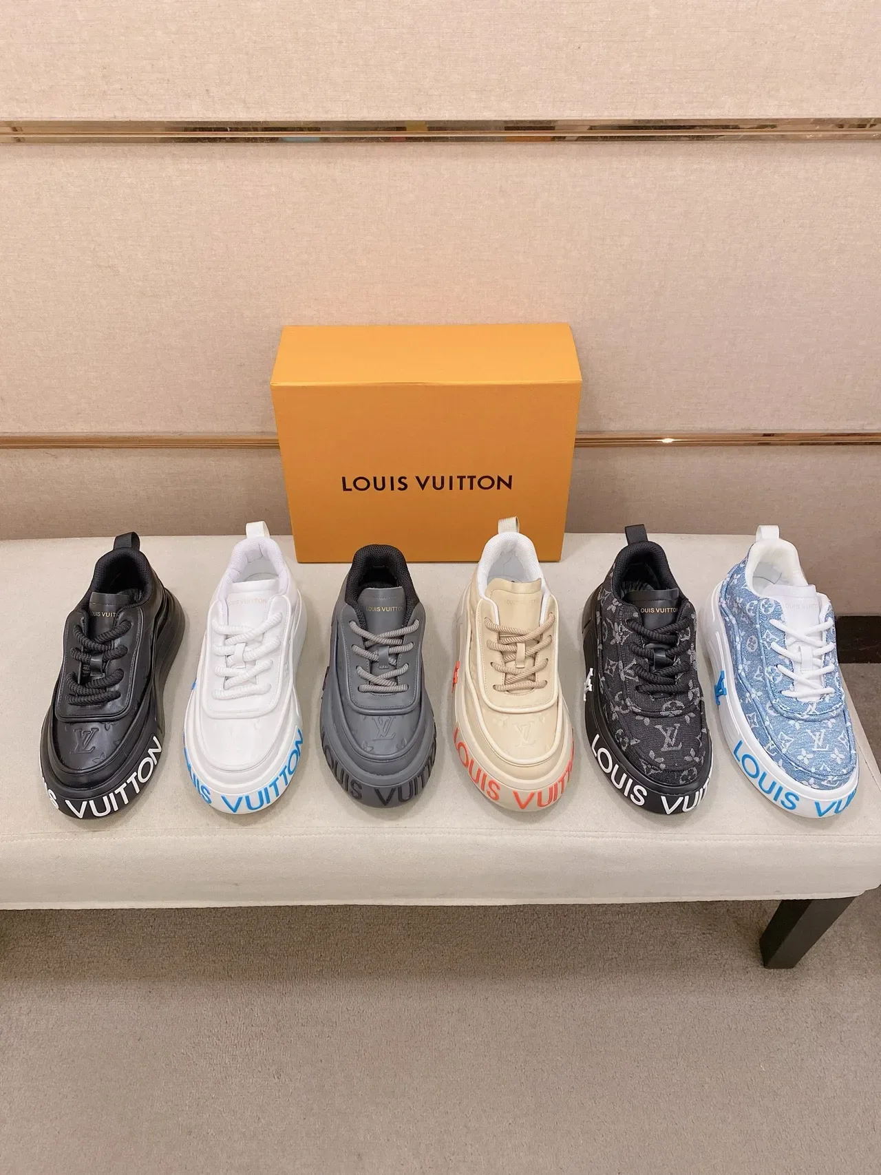 Louis Vuitton LV Trainer Black White Monogram-Embossed Leather Chunky Platform Sole Lifestyle Sneakers 2