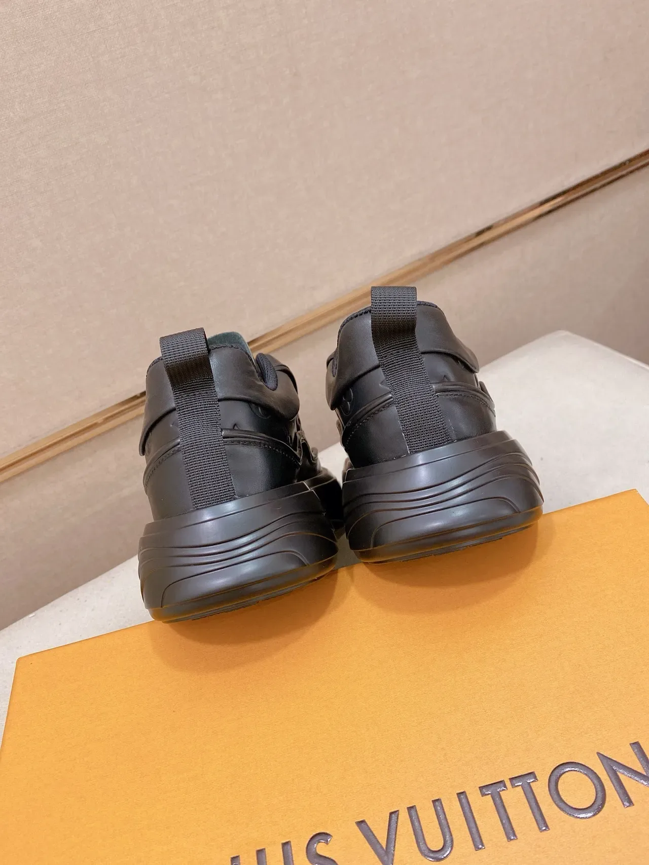 Louis Vuitton LV Trainer Black White Monogram-Embossed Leather Chunky Platform Sole Lifestyle Sneakers 4