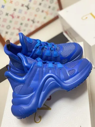 Louis Vuitton LV Trainer Blue Sculpted Sole Monochromatic Chunky Sneakers 4