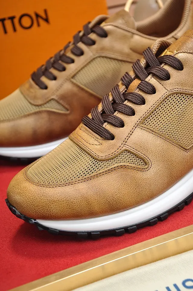 Louis Vuitton LV Trainer Marrón Negro Tan Cuero y Malla Superior Jaula del Talón Transparente Sneakers Lifestyle 3
