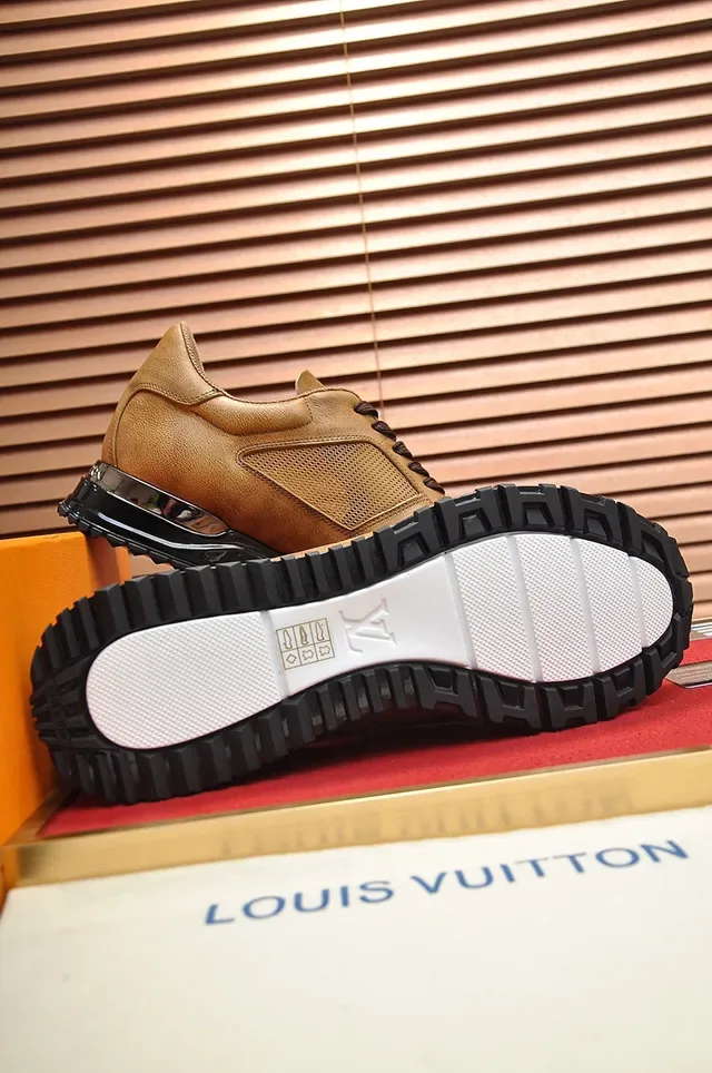 Louis Vuitton LV Trainer Marrón Negro Tan Cuero y Malla Superior Jaula del Talón Transparente Sneakers Lifestyle 4
