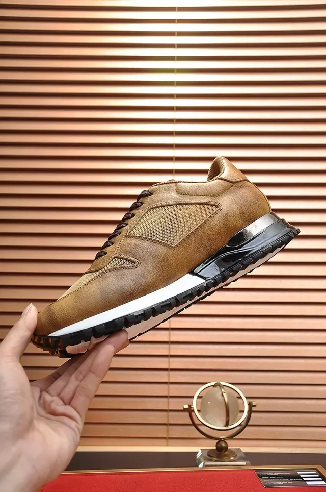 Louis Vuitton LV Trainer Marrón Negro Tan Cuero y Malla Superior Jaula del Talón Transparente Sneakers Lifestyle 6