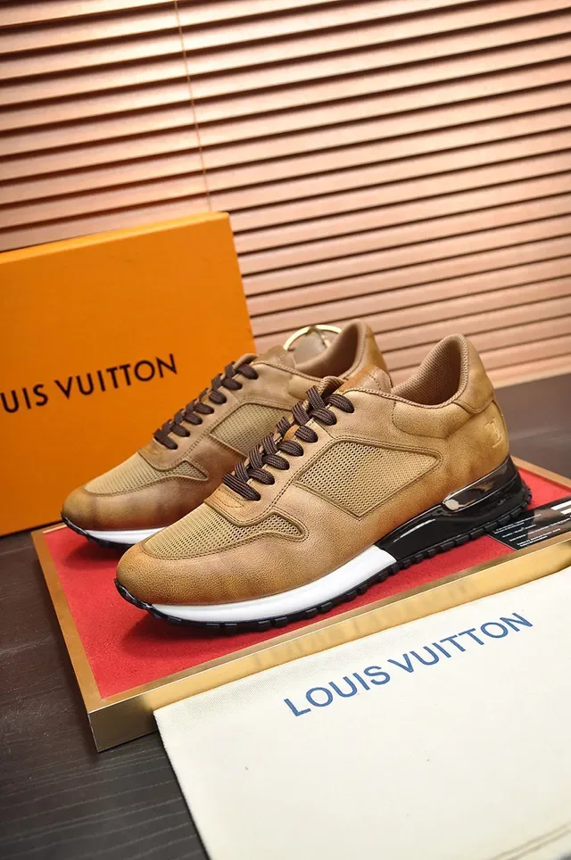 Louis Vuitton LV Trainer Marrón Negro Tan Cuero y Malla Superior Jaula del Talón Transparente Sneakers Lifestyle 7