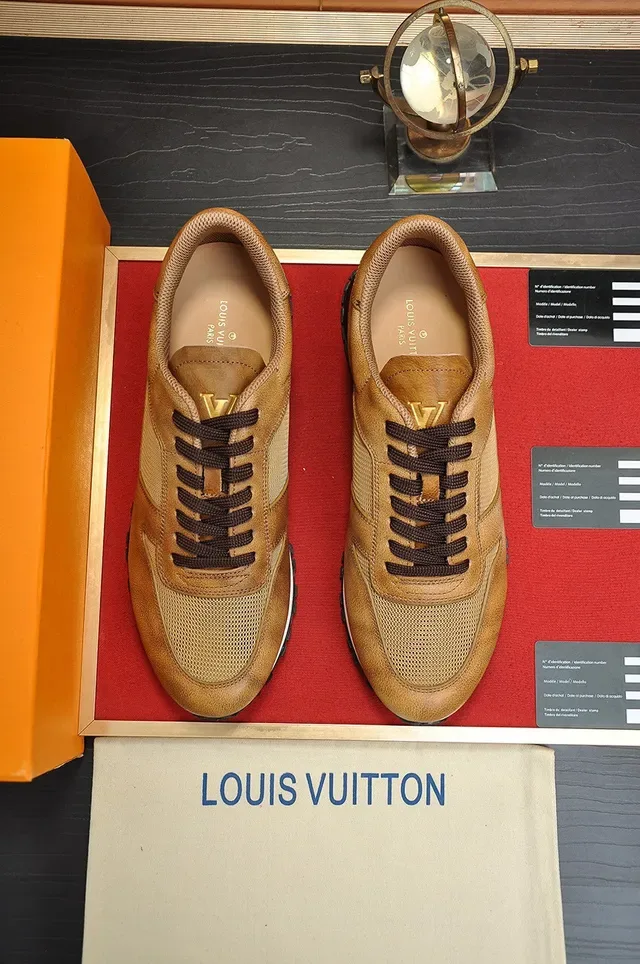Louis Vuitton LV Trainer Marrón Negro Tan Cuero y Malla Superior Jaula del Talón Transparente Sneakers Lifestyle 9