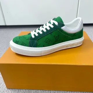 Louis Vuitton LV Trainer Vert Blanc Monogram Canvas Cupsole Sneakers Lifestyle