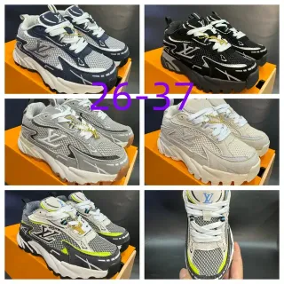 Louis Vuitton LV Trainer Navy Gray Sole Layered Mesh And Synthetic Upper Chunky Sneakers
