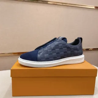 Louis Vuitton LV Trainer Navy White Zapatillas Lifestyle Cuero Tejido Puntera de Ante