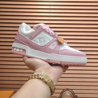 Louis Vuitton LV Trainer Zapatillas Lifestyle Rosa Blanco Low Top Suela Layered