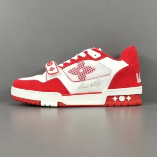 Louis Vuitton LV Trainer Vermelho Branco Low-Top Strapped Lifestyle Tênis