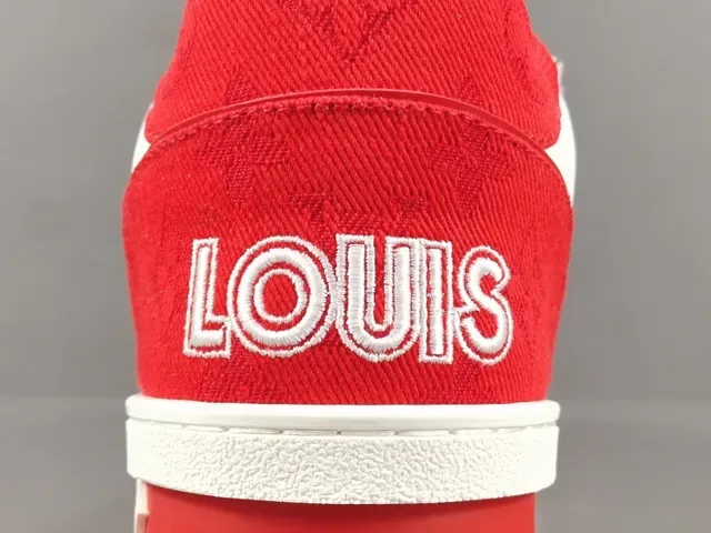 Louis Vuitton LV Trainer Vermelho Branco Low-Top Strapped Lifestyle Tênis 6