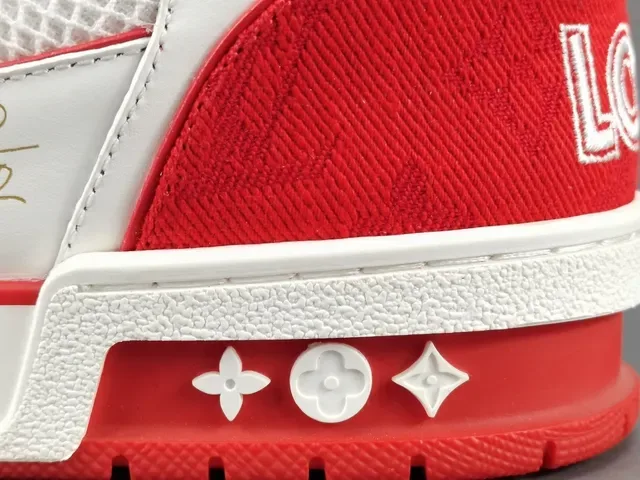 Louis Vuitton LV Trainer Vermelho Branco Low-Top Strapped Lifestyle Tênis 7