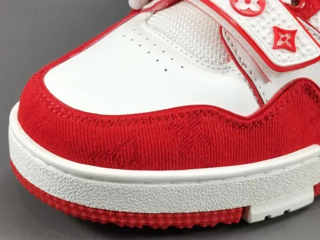 Louis Vuitton LV Trainer Vermelho Branco Low-Top Strapped Lifestyle Tênis 9