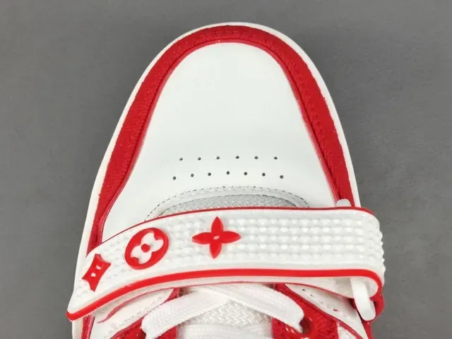 Louis Vuitton LV Trainer Vermelho Branco Low-Top Strapped Lifestyle Tênis 10